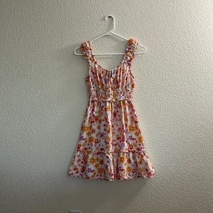 Cute orange and pink floral summer dress